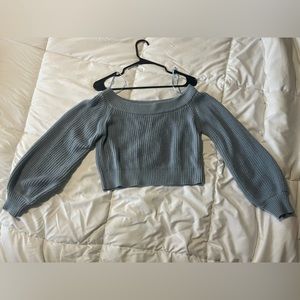 Blue crop knit sweater. Size Large